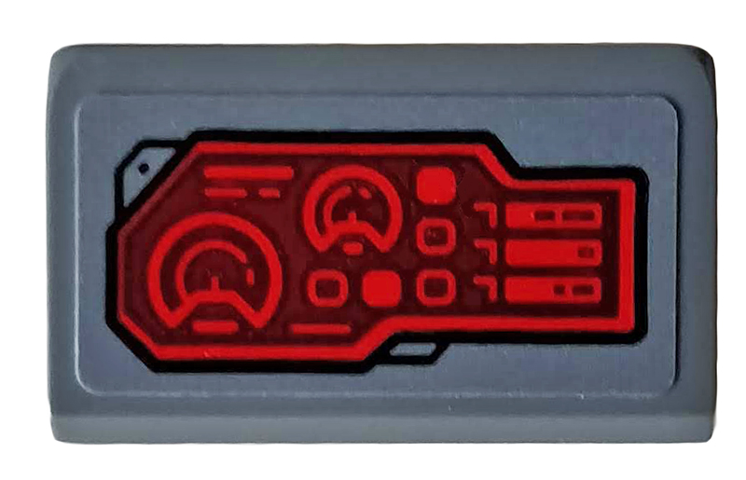 Lego Slope 30 1 x 2 x 2/3 with Red Control Panel, Sight and Radar Pattern Model Left Side (Sticker) - Set 76159