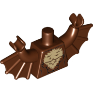 Lego Torso with Bat Wings and Tan Fur Print, Reddish Brown Arms with Wings, Reddish Brown Hands / Reddish Brown