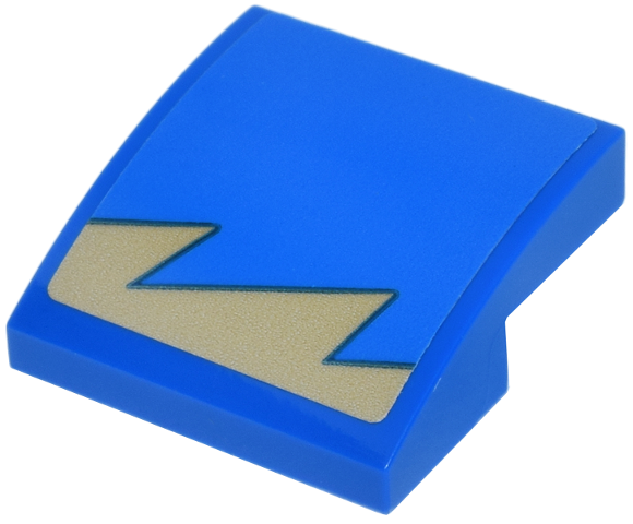 Lego Slope, Curved 2 x 2 x 2/3 with Tan Jagged Line Pattern Model Left Side (Sticker) - Set 11370