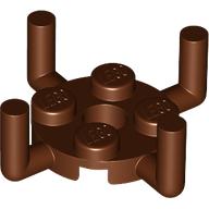 Lego Plate Round 2 x 2 with Pin Hole and 4 Bars Up / Reddish Brown