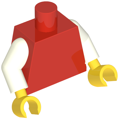 Lego Torso, White Arms, Yellow Hands [Plain] / Red