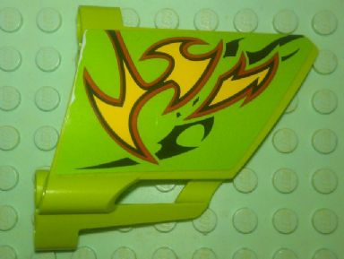 Lego Technic, Panel Fairing #22 Large Short, Small Hole, Side A with Yellow Flames Pattern (Sticker) - Set 8649