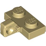 Lego Hinge Plate 1 x 2 Locking with 1 Finger on Side, with Groove / Tan