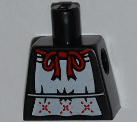 Lego Torso White Apron with Red Ribbon Pattern / Black