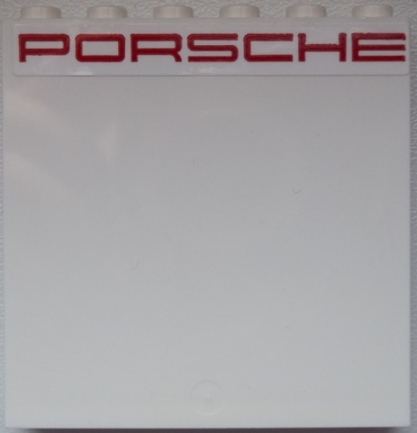 Lego Panel 1 x 6 x 5 with Red 'PORSCHE' Pattern (Sticker) - Set 75876 / White