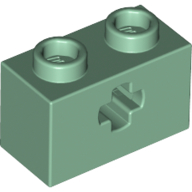 Lego Technic Brick 1 x 2 with Axle Hole Type 1 [+ Opening] and Bottom Pin / Sand Green