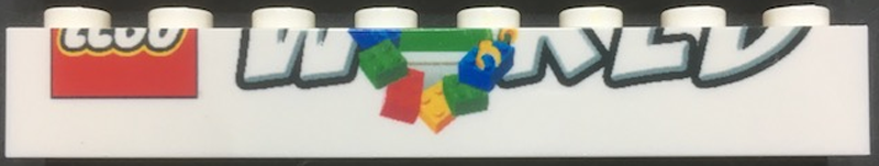 Lego Brick 1 x 8 with Bottom Half of LEGO World Pattern / White