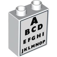 Lego Duplo Brick 1 x 2 x 2 with Eye Chart Print / White