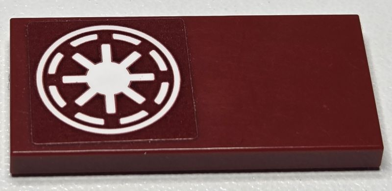 Lego Tile 2 x 4 with White SW Galactic Republic Logo Pattern (Sticker) - Set 75354