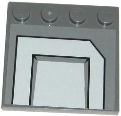 Lego Tile, Modified 4 x 4 with Studs on Edge with Light Bluish Gray Panels with Cut Top Right Corner Pattern Model Left Side (Sticker) - Set 75019 / Dark Bluish Gray