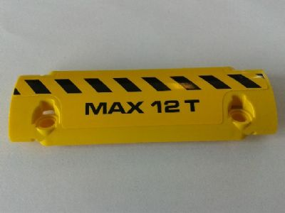 Lego Technic, Panel Curved 11 x 3 with Black and Yellow Danger Stripes and 'MAX 12 T' Pattern Model Right Side (Sticker) - Set 8258