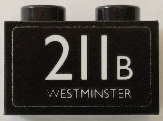 Lego Brick 1 x 2 with White '211B WESTMINSTER' Pattern (Sticker) - Set 40220