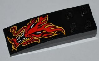 Lego Slope, Curved 6 x 2 with Red Dragon Head Pattern (Sticker) - Set 8227
