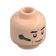 Lego Minifig Head Agent Coulson, Dark Brown Eyebrows, Headset / Silver Sunglasses / Light Nougat