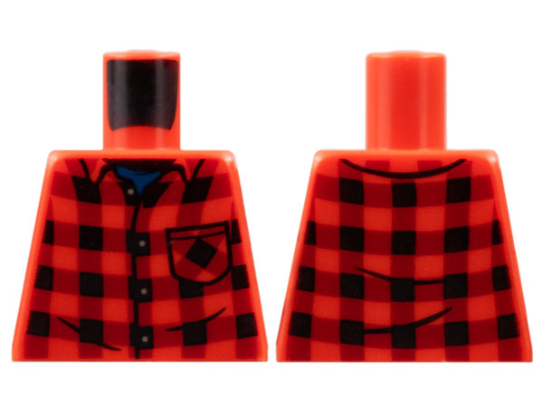 Lego Torso Flannel Shirt with Pocket, Dark Blue T-Shirt Pattern / Red
