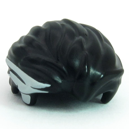 Lego Hair Swept Back with Slight Widow's Peak and Short Side Burns with Silver Streaks Print