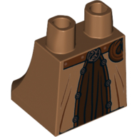 Lego Hips and Legs Under Dress/Robe, Dark Brown Dress, Reddish Brown Belt and Pouch, Copper Trim Print (Helga Hufflepuff)