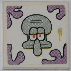 Lego Tile 2 x 2 with Squidward Head and Smudge Pattern (Sticker) - Set 3818