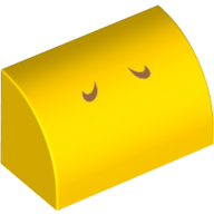 Lego Brick Curved 1 x 2 x 1 No Studs with Medium Nougat Lines (Koopa Troopa Nostrils) Print / Yellow