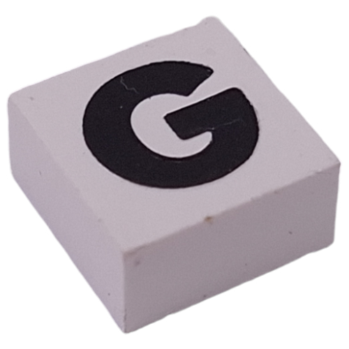 Lego Modulex Tile 2 x 2 with Black 'G' Print, Black Internal Lining, White Dot / Modulex White