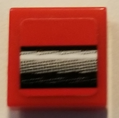 Lego Tile 1 x 1 with Silver and Black Center Bumper Pattern (Sticker) - Set 75894 / Red
