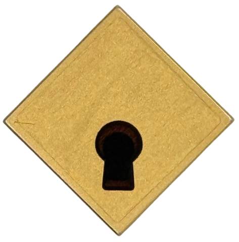 Lego Tile 2 x 2 with Black Keyhole Pattern (Sticker) - Set 75691 / Metallic Gold
