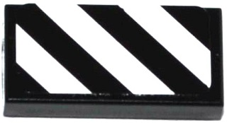 Lego Tile 1 x 2 with Black and White Danger Stripes Pattern (Sticker) - Set 41117 / Black