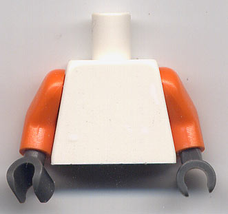 Lego Torso Plain / Orange Arms / Dark Bluish Gray Hands
