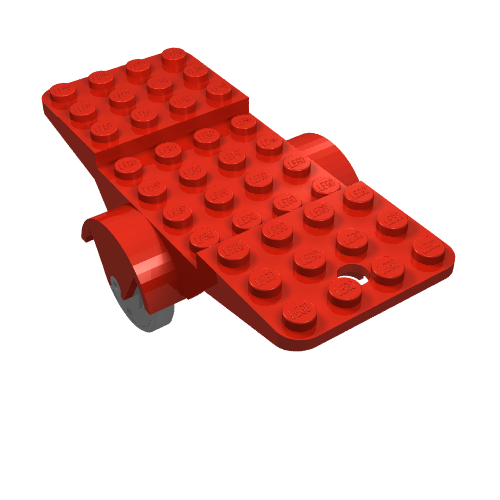 Lego Fabuland Airplane Base 10 x 4 with Light Gray Wheels / Red