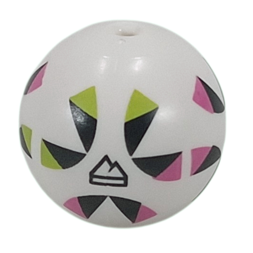 Lego Minifig Head Special, Sphere Football with Black/Lime/Dark Pink Shapes, Black Mountain Peaks print / White