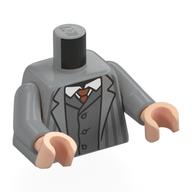 Lego Torso, Suit, Dark Bluish Grey Striped Jacked, Dark Bluish Grey Vest, White Shirt, Sand Red Tie print, Light Bluish Gray Arms, Light Nougat Hands