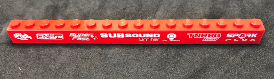 Lego Brick 1 x 16 with 'SPHERE', 'ENgyne', 'Super Fast', 'SUBSOUND Limiter', 'car glass', 'TURBO load' and 'SPARK PLUX' Pattern (Sticker) - Set 8184