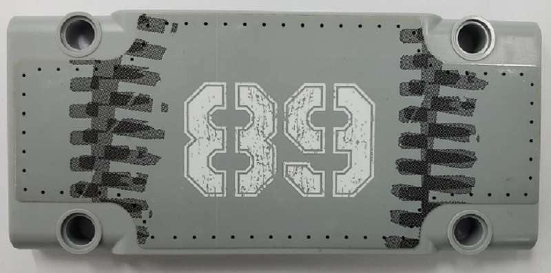 Lego Technic, Panel Plate 5 x 11 x 1 with White '89' and Dark Bluish Gray Tread Marks Pattern (Sticker) - Set 42076 / Light Bluish Gray