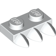 Lego Plate Special 1 x 2 with Three Teeth [Tri-Tooth] / White