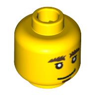 Lego Minifig Head Knight / Space Police Officer, Bushy Eyebrows and Goatee, Smile / Worried Print / Yellow