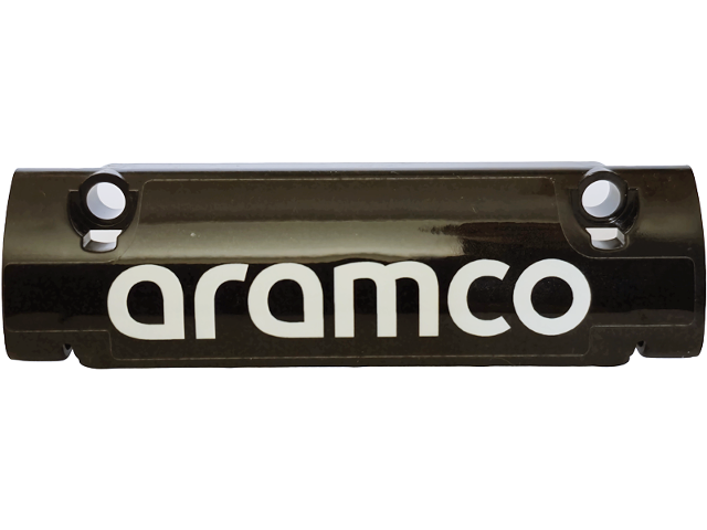 Lego Technic, Panel Curved 11 x 3 with 2 Pin Holes through Panel Surface with White 'aramco' Pattern (Sticker) - Set 42240