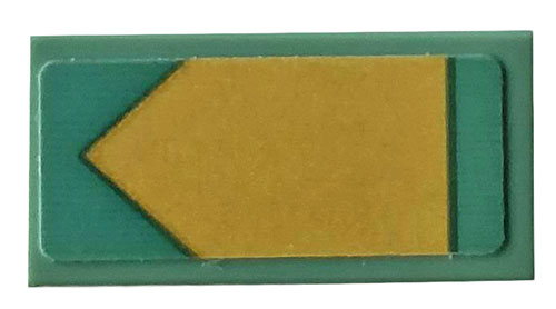 Lego Tile 1 x 2 with Gold Arrow on Sand Green Background Pattern (Sticker) - Set 70612 / Sand Green