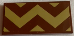 Lego Tile 2 x 4 with Gold Zigzag Stripes with Small Corner Triangles Pattern (Sticker) - Set 41068 / Reddish Brown