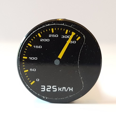Lego Tile, Round 2 x 2 with Bottom Stud Holder with Speedometer and '325km/h' Pattern (Sticker) - Set 42056