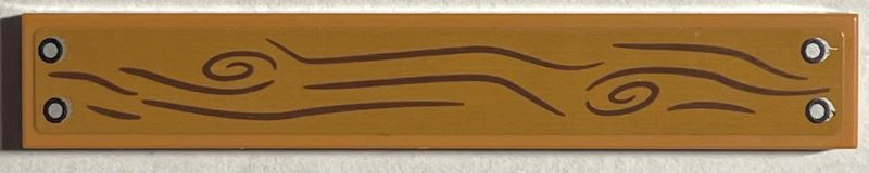 Lego Tile 1 x 6 with Wood Grain and 4 Silver Nails Pattern (Sticker) - Set 76407