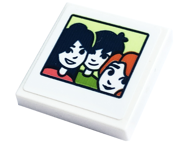 Lego Tile 2 x 2 with Picture of Boy and 2 Girls Pattern (Sticker) - Set 41754