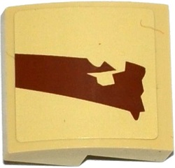 Lego Slope, Curved 2 x 2 x 2/3 with SW Wookiee Gunship Pattern 2 Model Right Side (Sticker) - Set 75084 / Tan