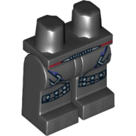Lego Hips and Black Legs with Red Belt, Silver Buckles and Dark Bluish Gray Talons Print / Black