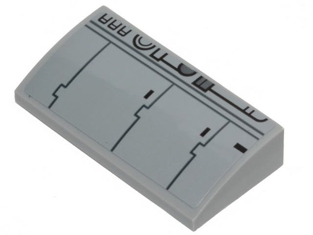 Lego Slope, Curved 2 x 4 x 2/3 with Bottom Tubes with SW Millennium Falcon Pattern 8 (Sticker) - Set 75257 / Light Bluish Gray