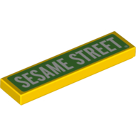 Lego Tile 1 x 4 with Green Field, White 'Sesame Street' Print