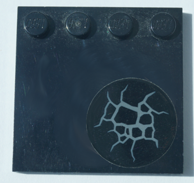 Lego Tile, Modified 4 x 4 with Studs on Edge with Dark Bluish Gray Cracks Pattern (Sticker) - Set 76057