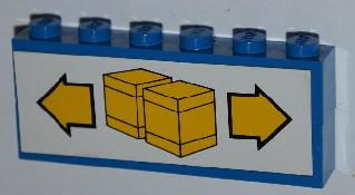 Lego Stickered Assembly 6 x 1 x 2 with Boxes and Arrows Pattern (Sticker) - Sets 6377 / 6391