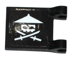 Lego Flag 2 x 2 Square with Flat Edge with White Ninja Skull with Crossed Swords Pattern Model Right Side (Sticker) - Set 70604