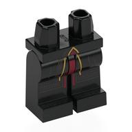 Lego Hips and Yellow Legs with Coat End, Silver, Gold Line, Dark Red Cloak print / Black