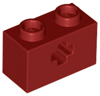 Lego Technic, Brick 1 x 2 with Axle Hole / Dark Red